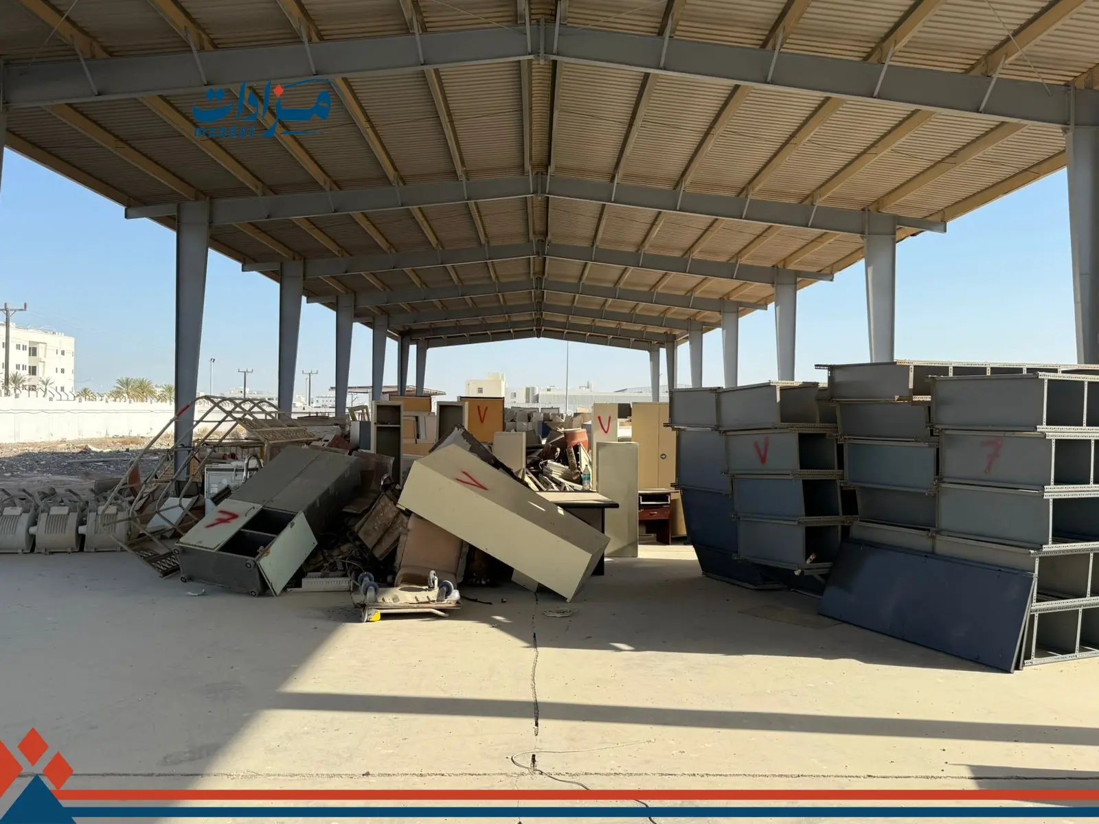 7- Used air conditioners, tables, and iron cabinets - 7