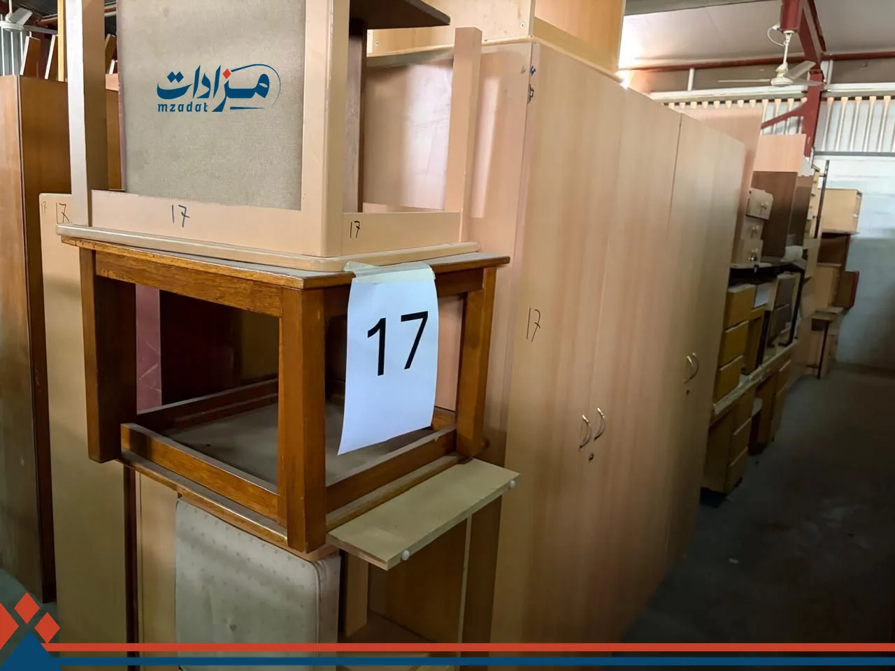 17. Wardrobe 2 door (2)+ Dining table (22)+   Wall unit(4)+ Side board (3) +  Computer table(1)+ Bed side cabinet(10)+ Square table(5)+ Dressing stool (6) + Rectangular table(2)