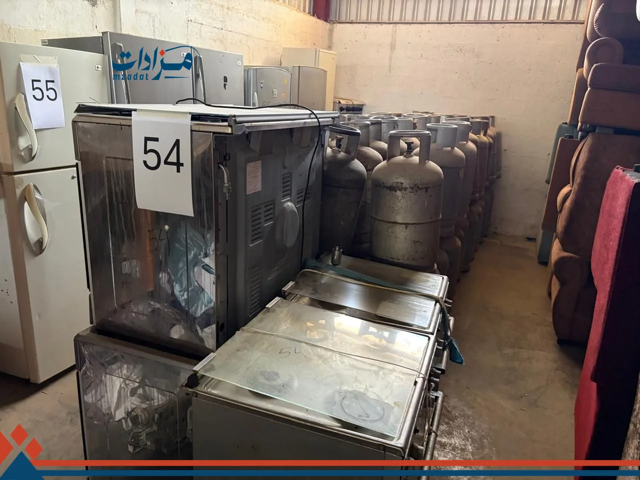 54. Gas cooker 5 burner (2)+ Gas cooker 4 burner (2)+  Gas Cylinder(69)