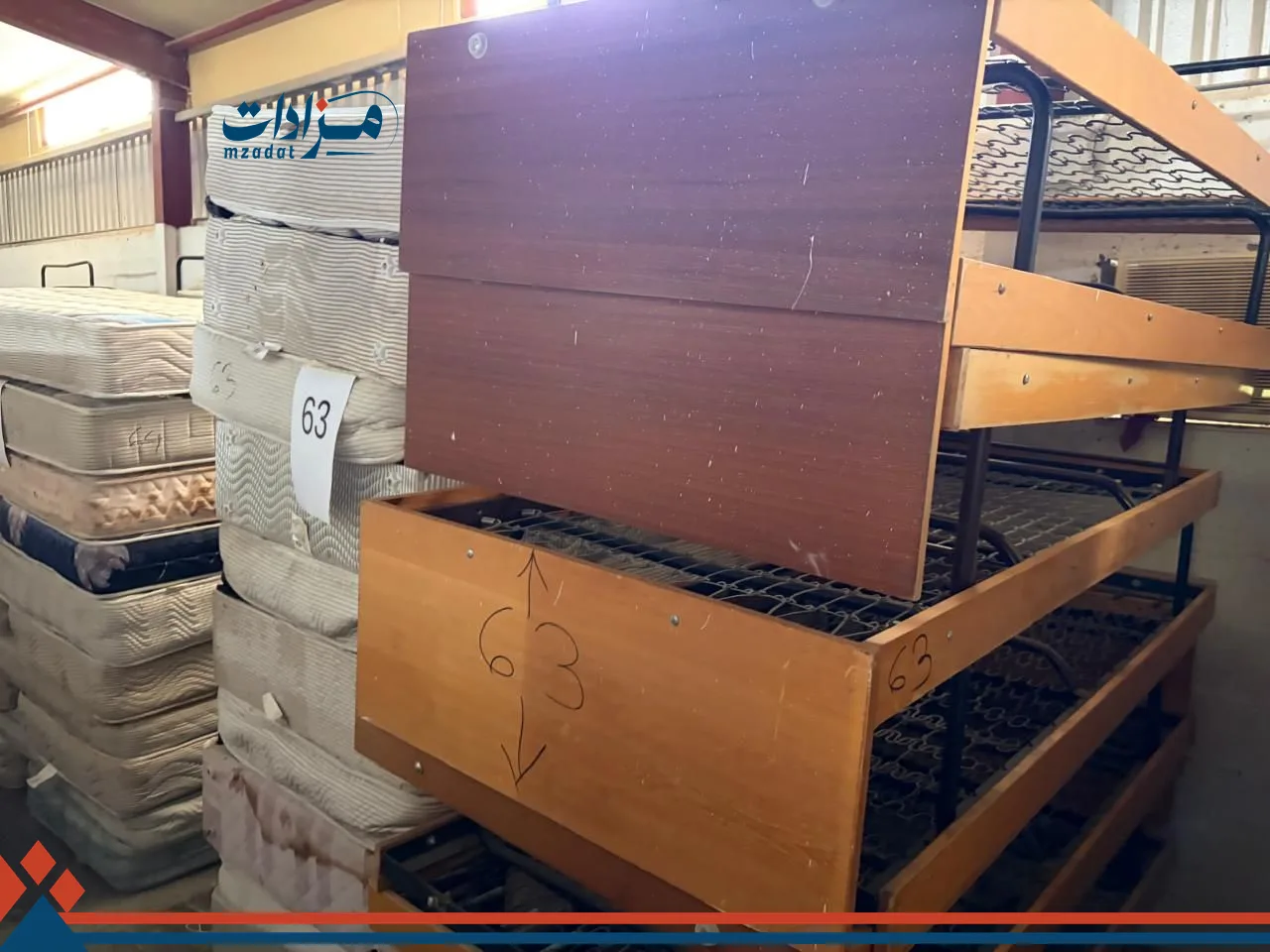 63. Single bed base(5) + single mattress(5)+single head board(5)+Wooden bed base(10)