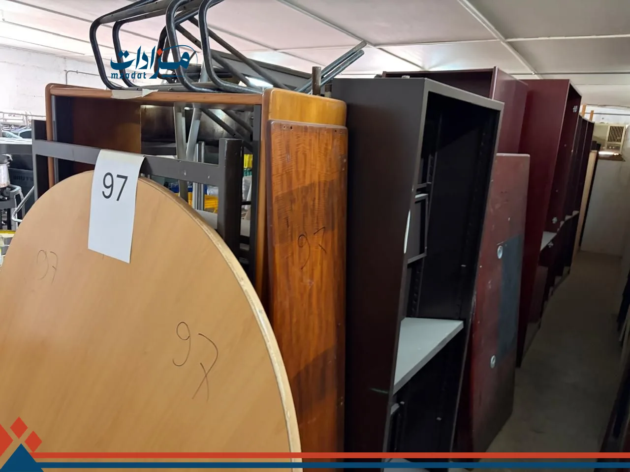 97. Book shelf(15)+ Side board (1) + Office table(3)+ Classroom table (4) + Dressing stool (2) +  Side table(2)+ Dining table(1)