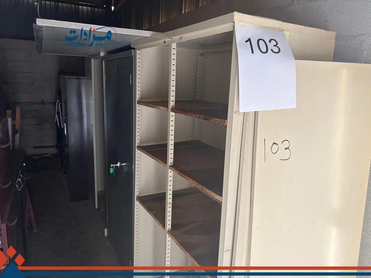 103. Office cupboard(5)+ Plastic Chair (55)+  White board(1)