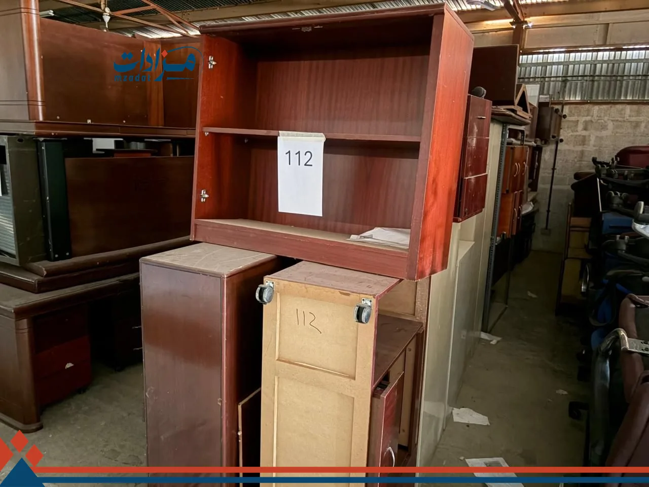 112. Office cupboard(2)+Office table(6)+Filling cabinet(6)+Book shelf(1) +Storage unit (1)+ Meeting   table(1)