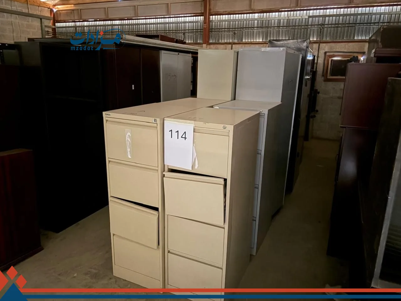 114. Filling cabinet(7)+Book shelf(1)+ Center table(1)+Office cupboard(7)+Office table(1)