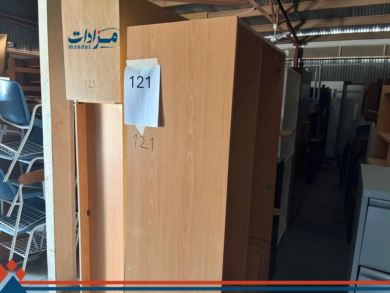 121. Wardrobe 2 door(1) +  Side board (1) +  Dressing table (1)+ Office cupboard- big(4)+ Book shelf(4)+Long table(1)+ Office table(2)+ Filling cabinet(2+Counter table(1)